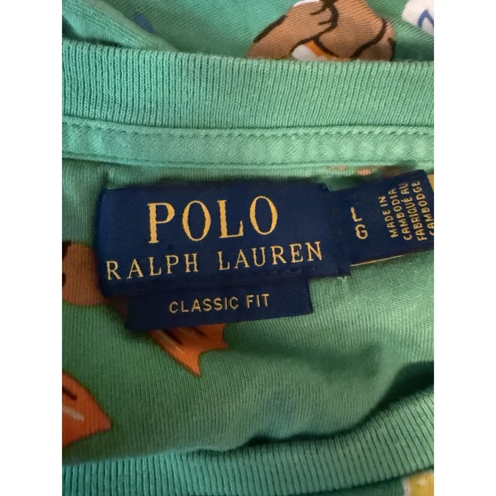 Polo Ralph Lauren Shirt Mens Size L Green Bear Snorkeling Ocean Marine Print Tee